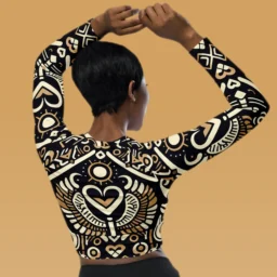 Eco-Friendly Long-Sleeve Crop Top - Ancient Egypt - Image 3