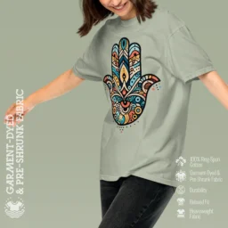 Hamsa Hand Heavyweight T-Shirt – Artistic Protection & Fortune - Image 5