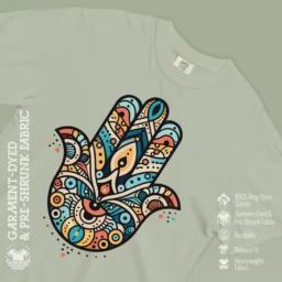 Hamsa Hand Heavyweight T-Shirt – Artistic Protection & Fortune - Image 8