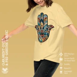 Hamsa Hand Heavyweight T-Shirt – Artistic Protection & Fortune - Image 13