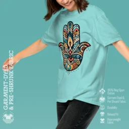 Hamsa Hand Heavyweight T-Shirt – Artistic Protection & Fortune - Image 9