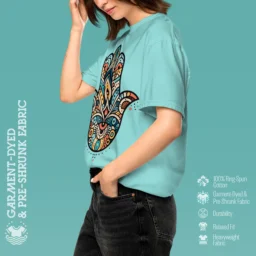 Hamsa Hand Heavyweight T-Shirt – Artistic Protection & Fortune - Image 10