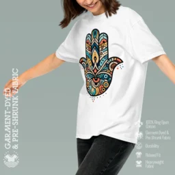 Hamsa Hand Heavyweight T-Shirt – Artistic Protection & Fortune - Image 17