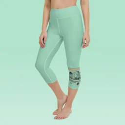 High Waist Yoga Capri Leggings with Ancient Mayan Design - Image 6