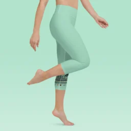 High Waist Yoga Capri Leggings with Ancient Mayan Design - Image 3