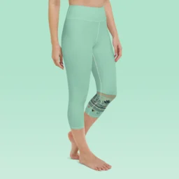 High Waist Yoga Capri Leggings with Ancient Mayan Design - Image 5