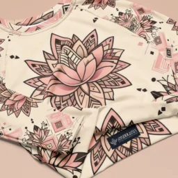 Lotus Flower All Over Print Recycled Long-Sleeve Crop Top - Image 5