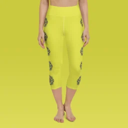 Yoga Capri Leggings with High Waist and mandala Design - Image 3