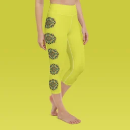 Yoga Capri Leggings with High Waist and mandala Design - Image 4