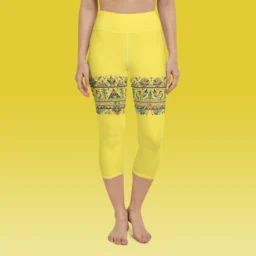 Yoga Capri Leggings with High Waist and Pharaoh's Legacy Design - Image 3