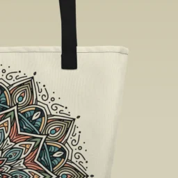 Earthy Mandala Large Tote Bag with Pocket - Image 4