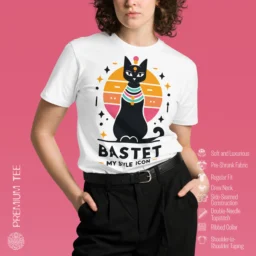 Bastet Style Icon Premium T-Shirt – Modern Elegance Meets Ancient Symbolism - Image 5