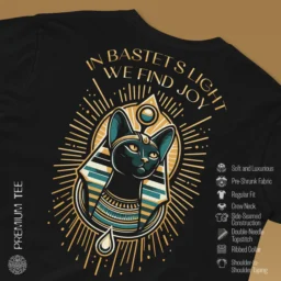 Bastet’s Radiant Joy Women’s Premium T-Shirt – Embrace Celestial Elegance - Image 3